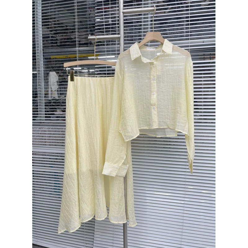 Set áo sơ mi kèm chân váy voan Nana21 Nanastore21