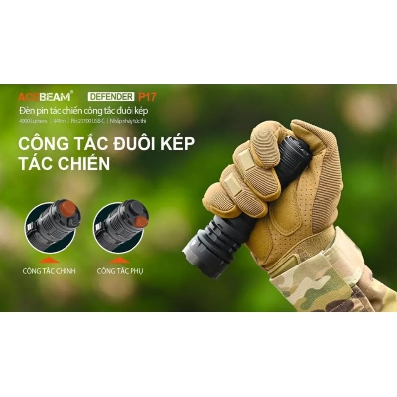 Đèn pin chiến thuật Acebeam P17, XHP 70.3 4900lm -445m, 21700-5100mah