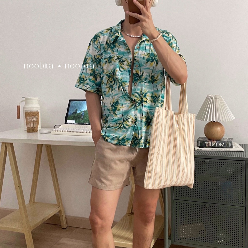 NOOBITA - Sơ mi tay ngắn mùa hè vải cotton mỏng mát cuban shirt hoạ ti