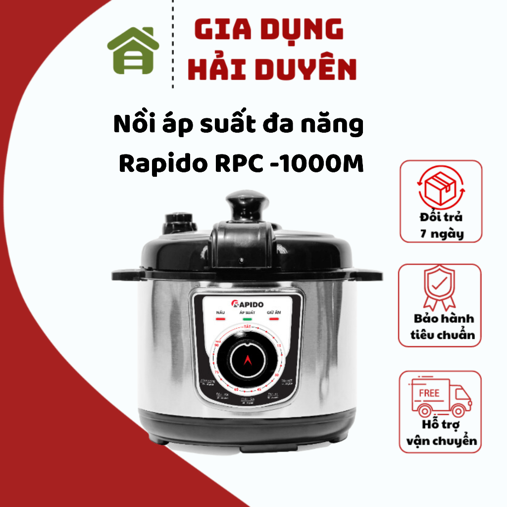 Nồi áp suất đa năng Rapido RPC -1000M điều chỉnh cơ dễ sử dụng đa chức năng bảo hành 12 tháng Duhashop1
