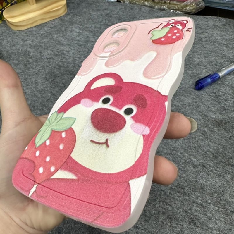 Case ốp lưng Oppo A17 / A17K dẻo gấu dâu lotso siêu dễ thương viền lượn sóng bảo vệ camera