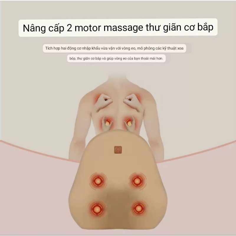 Gối Tựa Đầu Và Tựa Lưng Ô Tô Tích Hợp Massage 6 Chế Độ, Gối Tựa Cao Su Non