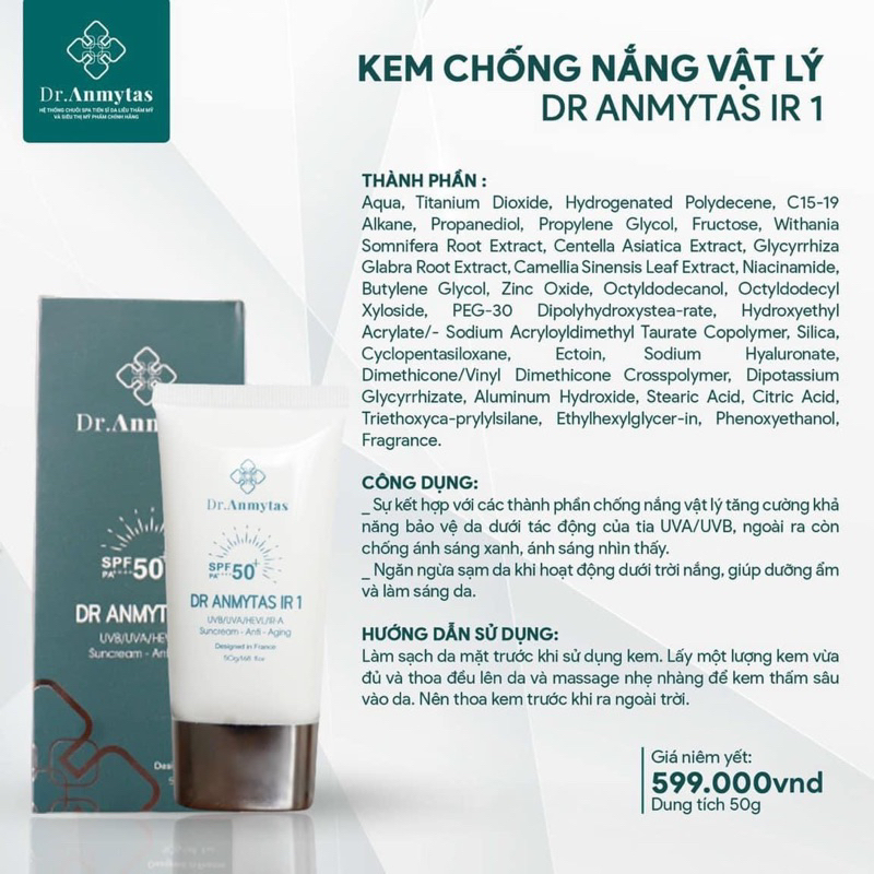 KEM CHỐNG NẮNG DR.Anmytas 100%chính hãng