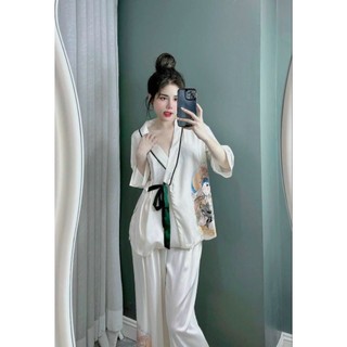 Bộ lụa xước dáng kimono