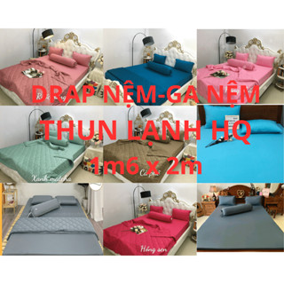 [1.6*2m  Màu Trơn] Drap Ga Nệm Thun Lạnh HQ Cực Kì Mịn Mát Bộ Ga Trải Giường Vỏ Gối Drap Nệm Grap Giường