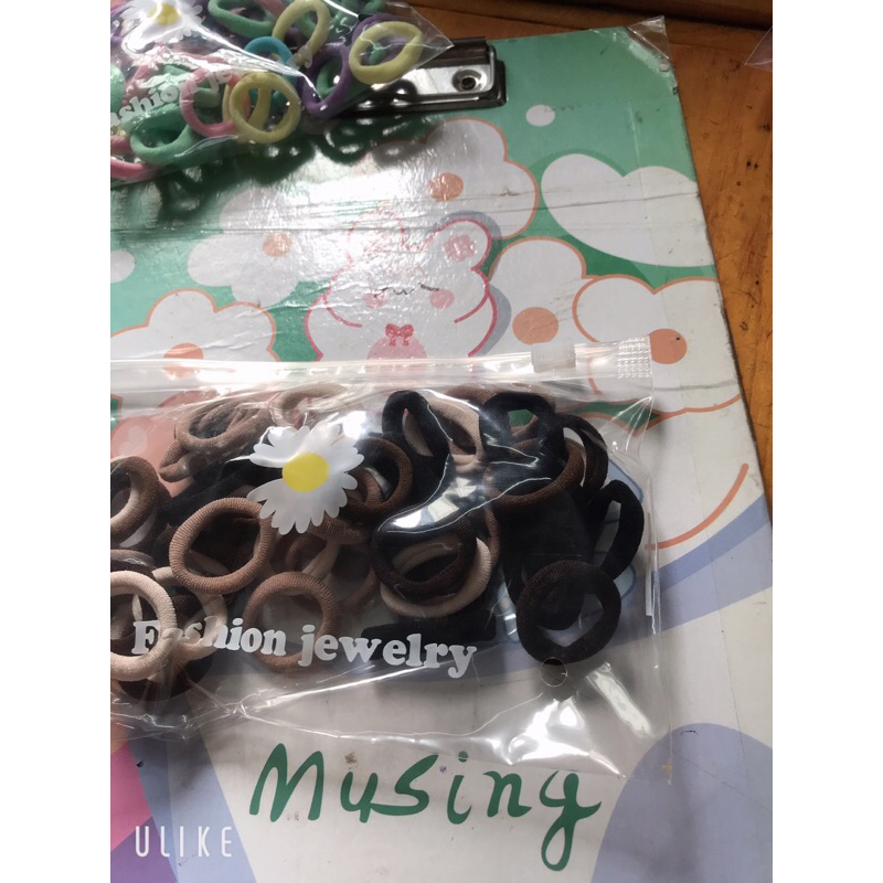 Set 50 buộc tóc dễ thương nhiều màu cho bé kèm túi zip xịn xò [Pink-CH10]