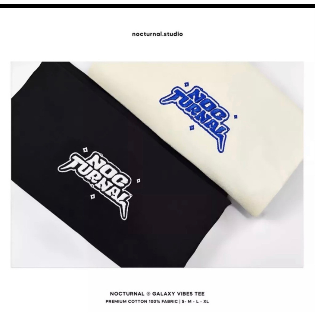 Áo thun, áo phông thêu nổi chữ NOCTUNNAL Galaxy tee from rộng cotton 100%