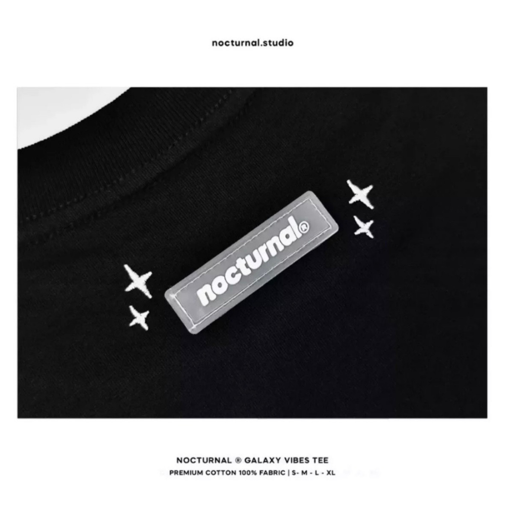 Áo thun, áo phông thêu nổi chữ NOCTUNNAL Galaxy tee from rộng cotton 100%