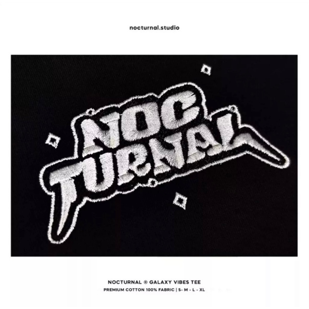 Áo thun, áo phông thêu nổi chữ NOCTUNNAL Galaxy tee from rộng cotton 100%
