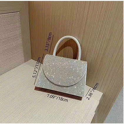 Túi xách nữ cầm tay đính đá cầm tay sang chành kèm dây đeo chéo size 18 mẫu mới