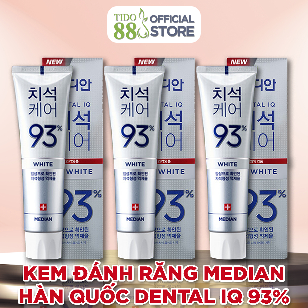 Combo 3 kem đánh răng Median Dental IQ 93% Hàn Quốc làm trắng răng, giảm ê buốt 120g NPP Tido88