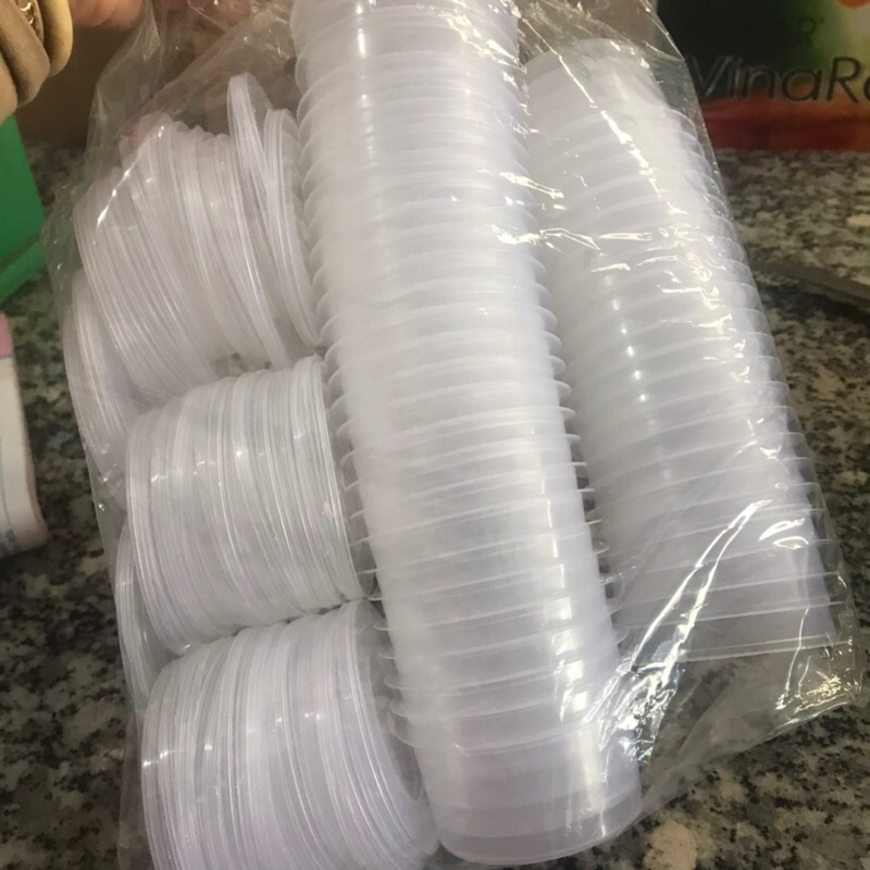 50 hũ bánh flan nhựa có nắp dùng 1 lần