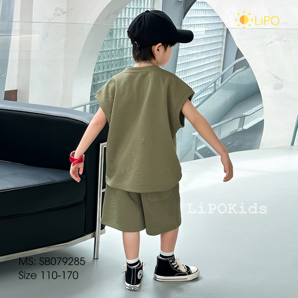 Bộ bé trai cộc tay sát nách chất cotton size đại 4-15 tuổi phong cách Hàn Quốc, Quần áo trẻ em SB079 Lipokids