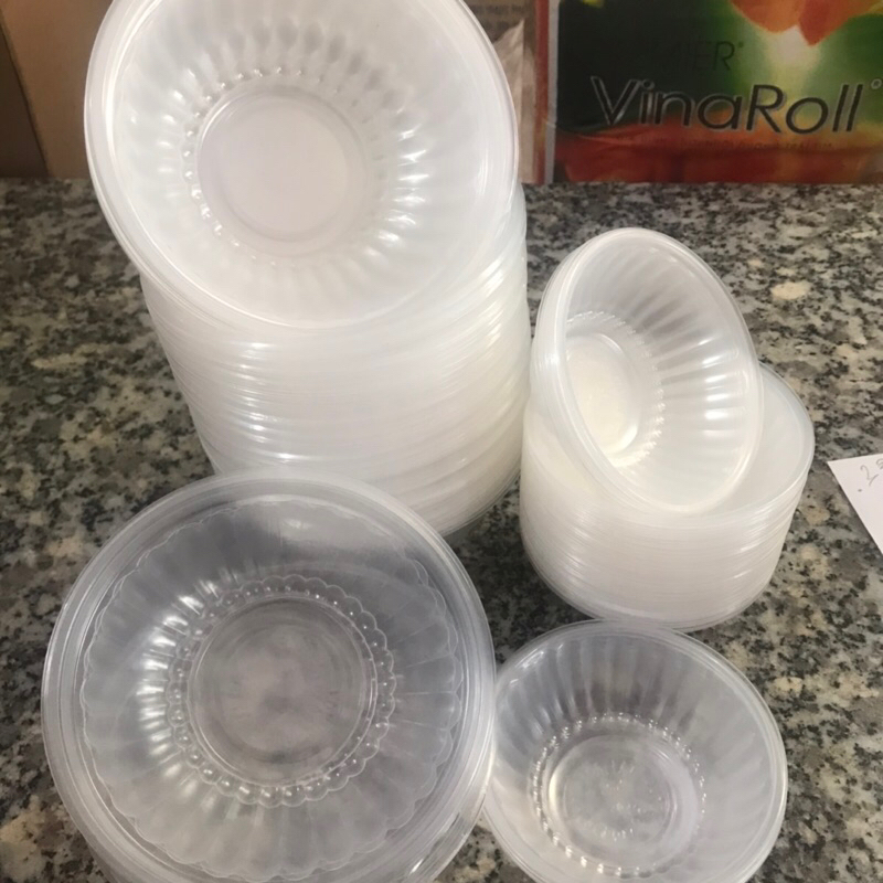 50 chén/bát nhựa màu trắng dùng 1 lần