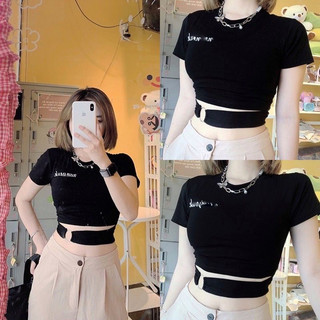Áo ôm croptop thun Bozip phối khuyên tròn S05