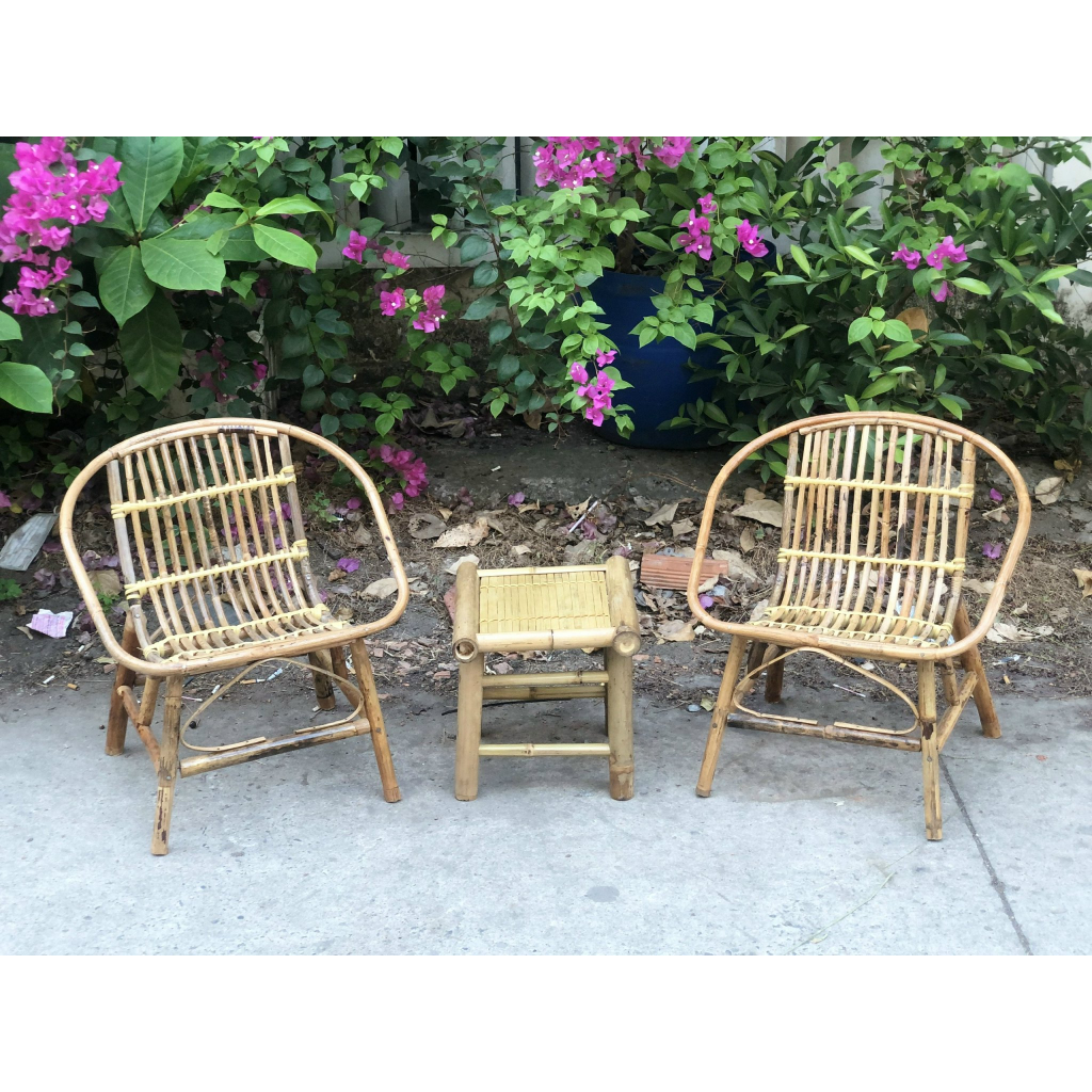 Ghế Mây Sò+Bàn - Decor ban công, sân vườn, chung cư, quán cafe- Sơn PU chống thấm