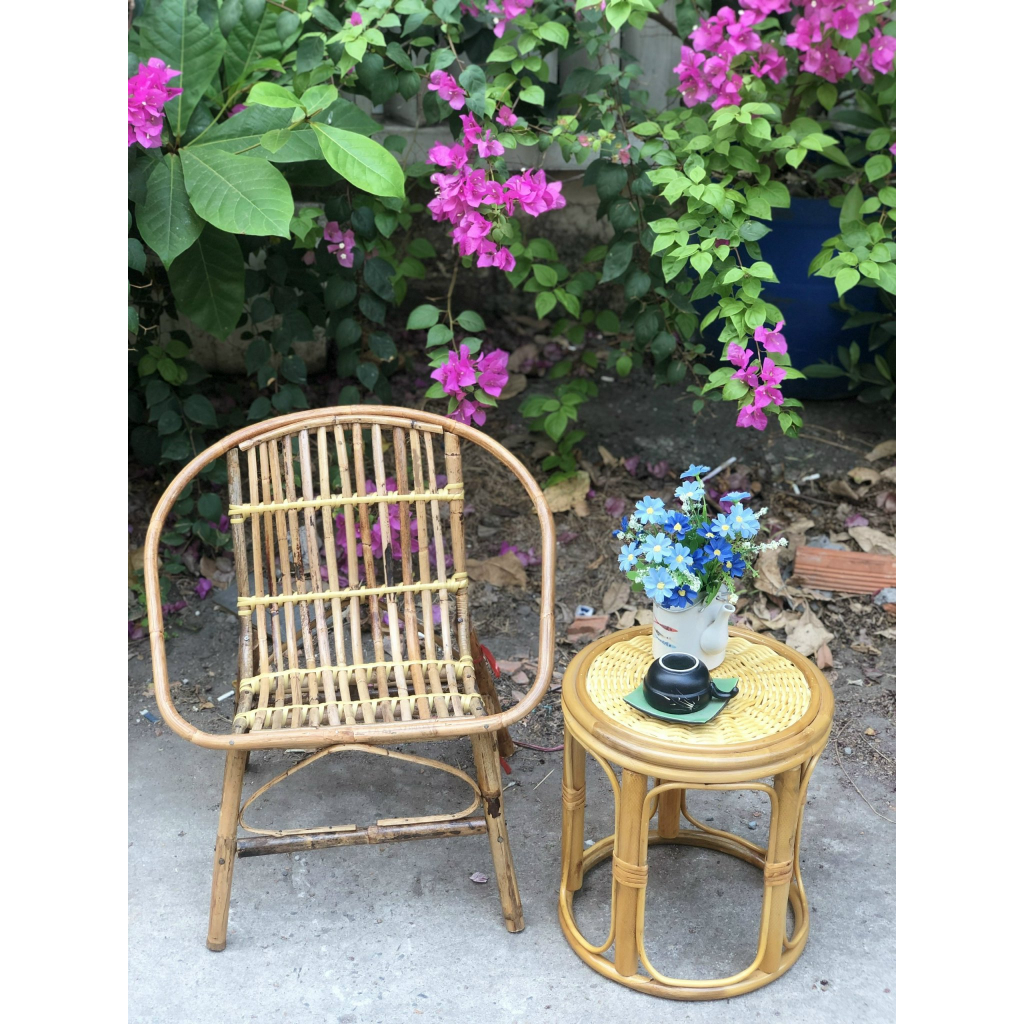 Ghế Mây Sò+Bàn - Decor ban công, sân vườn, chung cư, quán cafe- Sơn PU chống thấm