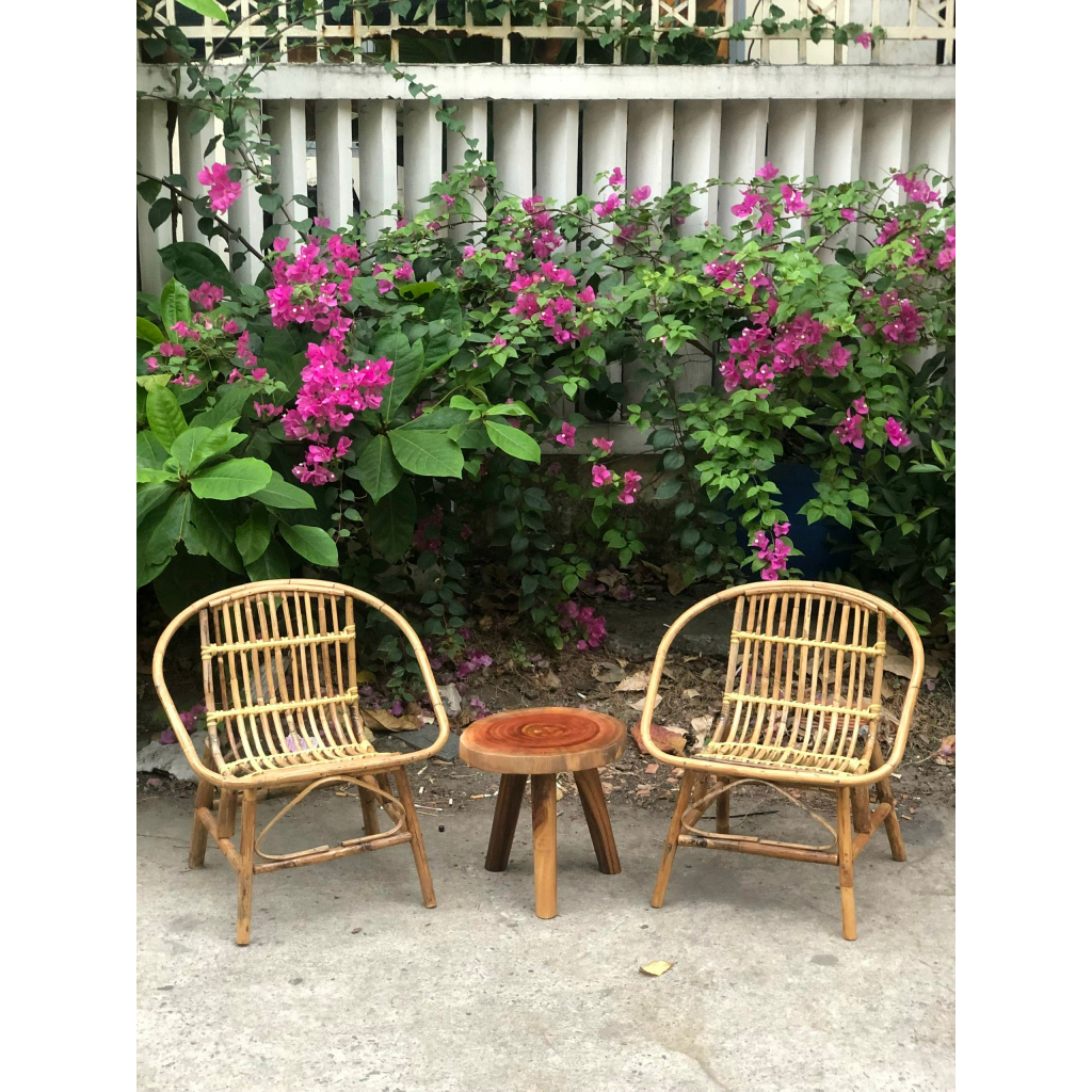 Ghế Mây Sò+Bàn - Decor ban công, sân vườn, chung cư, quán cafe- Sơn PU chống thấm