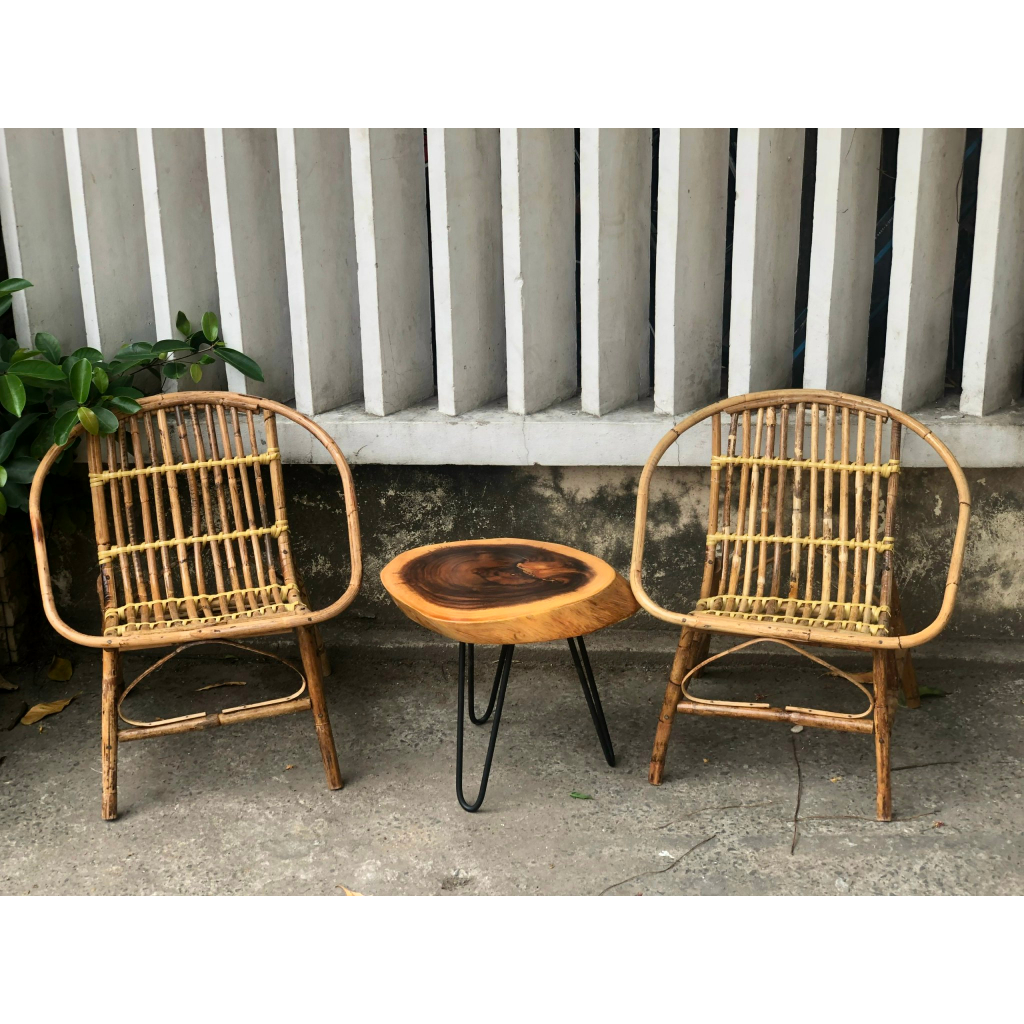 Ghế Mây Sò+Bàn - Decor ban công, sân vườn, chung cư, quán cafe- Sơn PU chống thấm