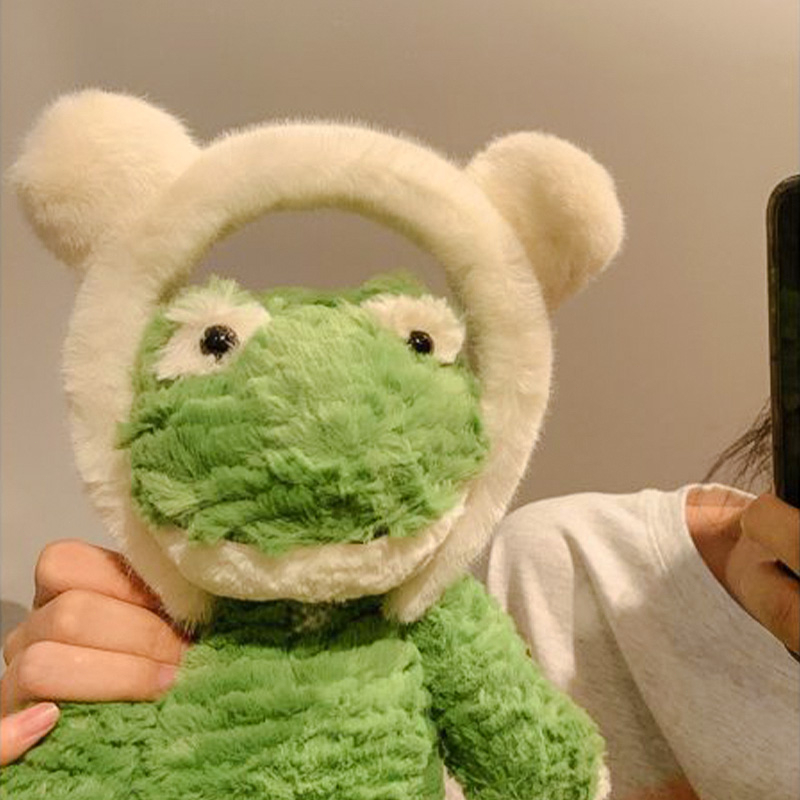 Beautycoco🍊Băng Đô Cài Tóc Tai Gấu Bằng Lông Nhung Trắng Dễ Thương Xinh Xắn Cho Nữ 2023