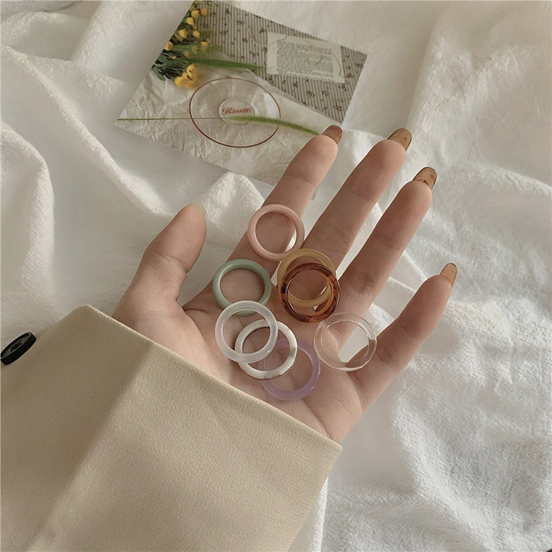 beautycoco🍊 Nhẫn Nhựa Resin Mini 17mm Nhiều Màu Sắc