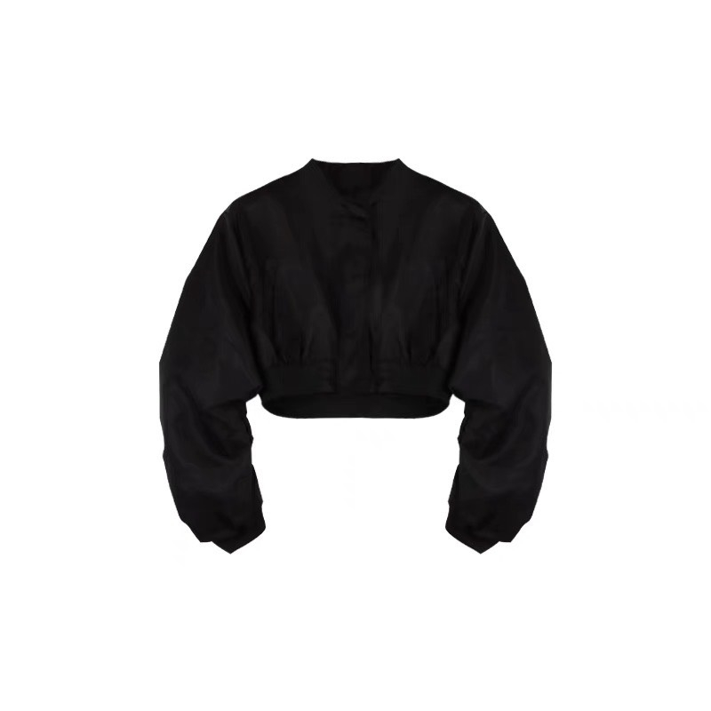 Áo Khoác Dù Nữ Cổ Bomber 2 Lớp Form Croptop Phối Tay Nhún Mẫu Mới - CLITUS