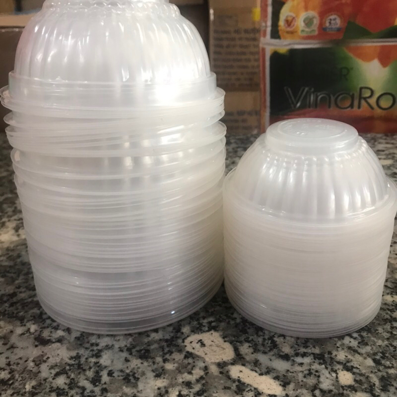 50 chén/bát nhựa màu trắng dùng 1 lần