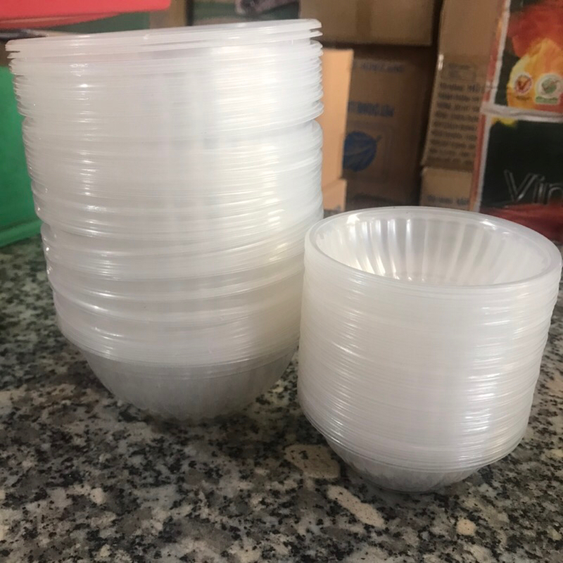 50 chén/bát nhựa màu trắng dùng 1 lần