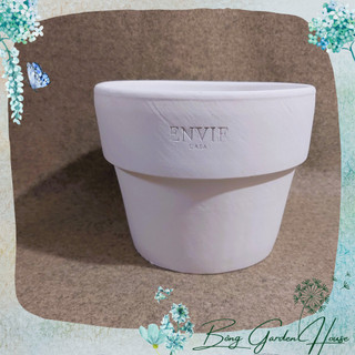 Chậu trồng cây, Chậu đất nung gờ Envie màu trắng Bông Garden trồng cây cảnh các loại