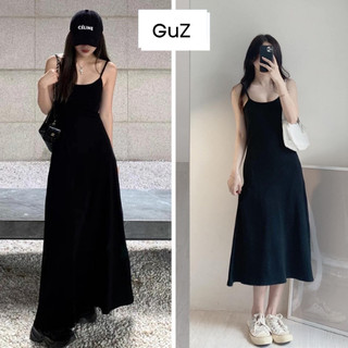 Đầm nữ hai dây dáng dài ôm body màu đen siêu tôn dáng, Váy maxi 2 dây sợi bún dự tiệc đi biển siêu xinh GUZ