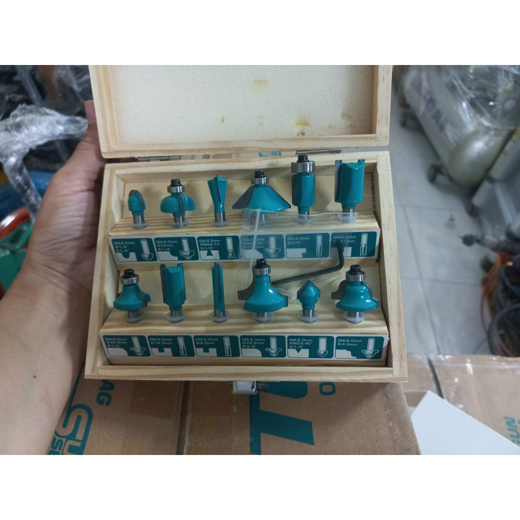Bộ 12 mũi phay gỗ 6mm Total