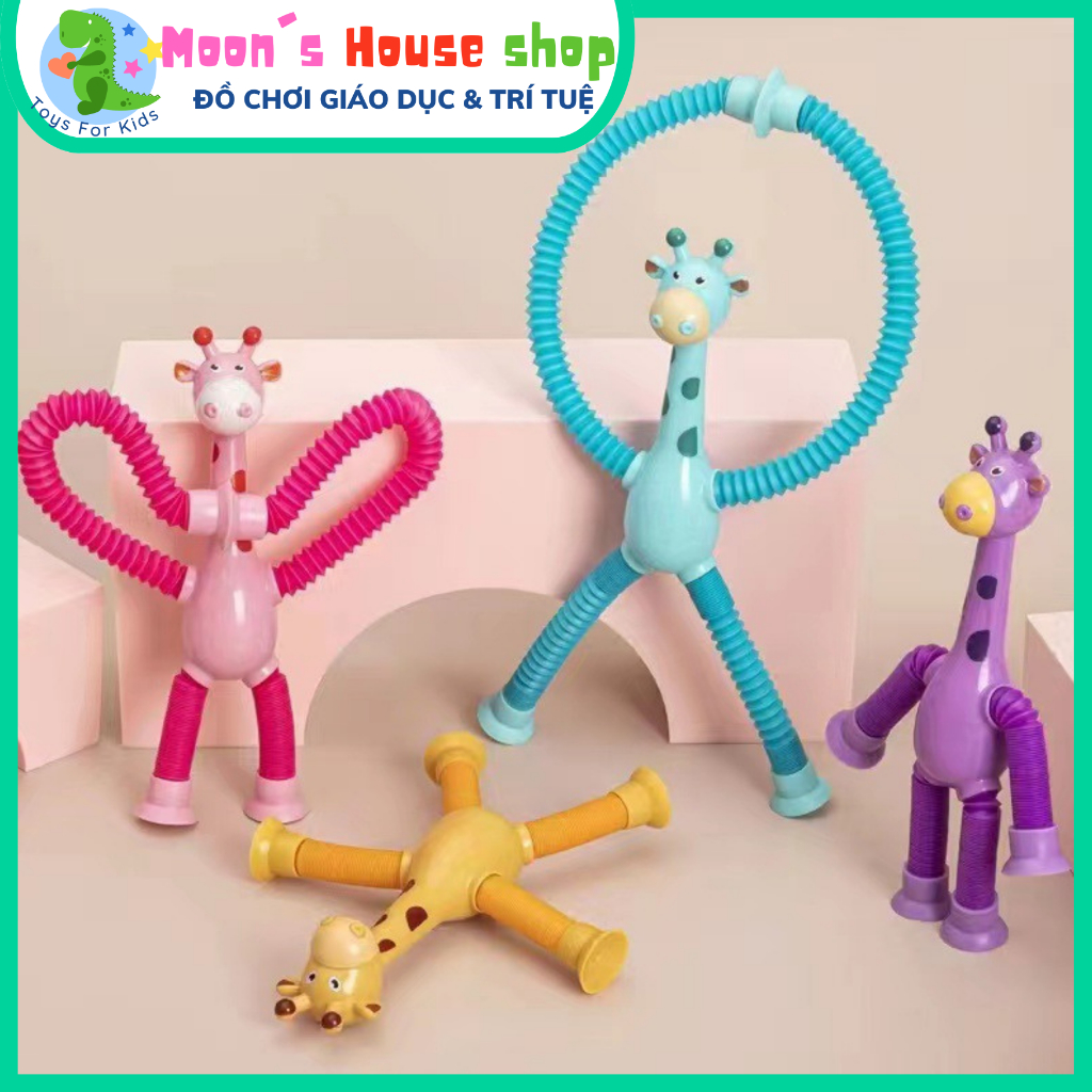 Đồ chơi lò xo hươu cao cổ, hươu cao cổ kéo dài có đèn LED cho bé