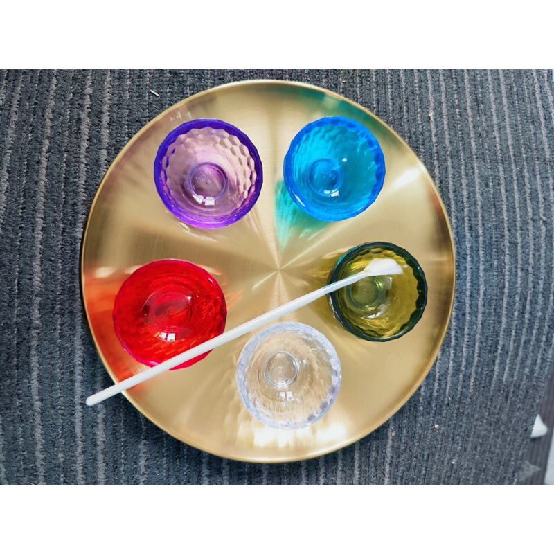 Bát peel ngũ sắc kèm chổi