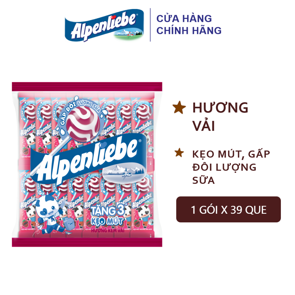 Kẹo Mút Alpenliebe Hương sữa (Gói 39 que)