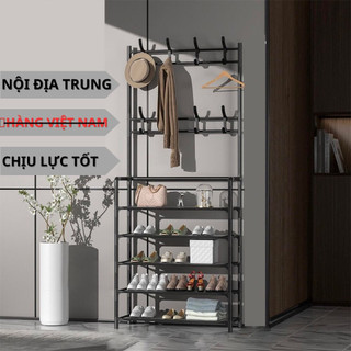 LỖI 1 ĐỔI 1 ❤️ Kệ Để Giày Dép 5 Tầng Inox Đa Năng - Hàng Nội Địa Trung KỆ GIÀY 4 TẦNG CHỮ L CÓ MÓC TREO ĐỒ