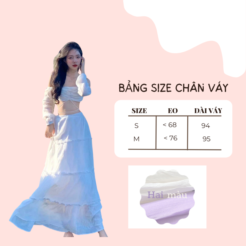 Chân váy dài vải tơ nhúng nàng thơ, đi biển - La Rosie Boutique