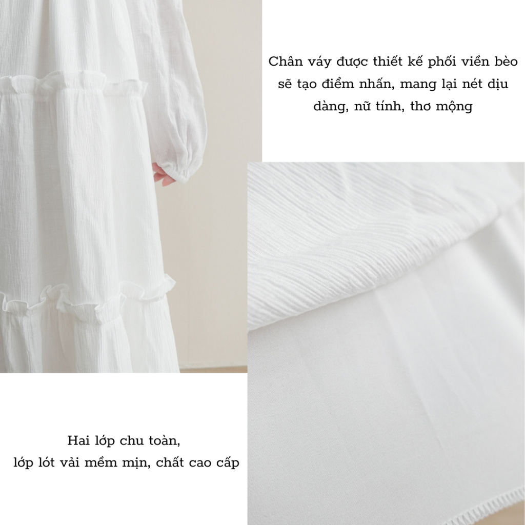 Chân váy dài vải tơ nhúng nàng thơ, đi biển - La Rosie Boutique