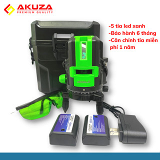 Máy cân mực 5 tia led xanh Akuza X, máy bắn cos cân bằng laser chính hãng
