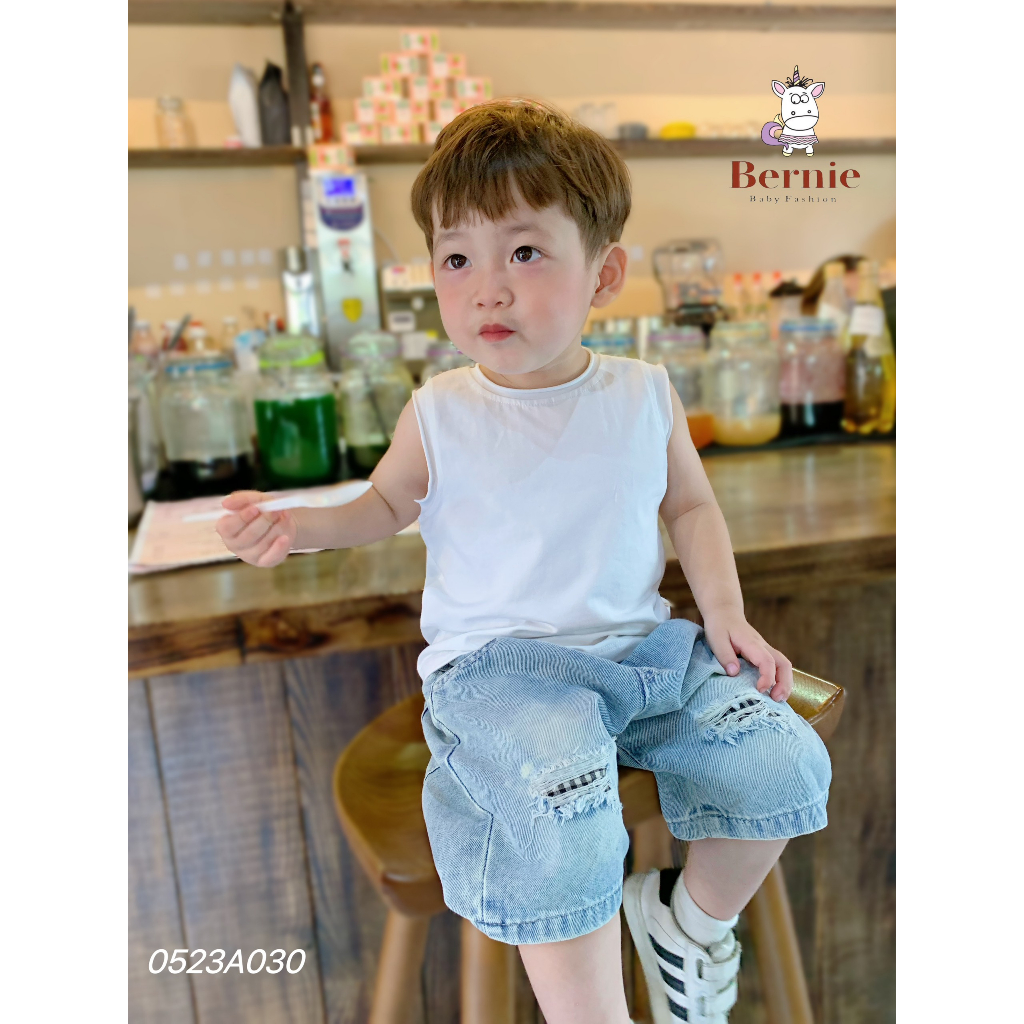 Áo ba lỗ cotton trơn Bernie cho bé