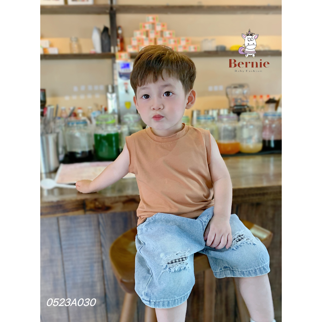 Áo ba lỗ cotton trơn Bernie cho bé