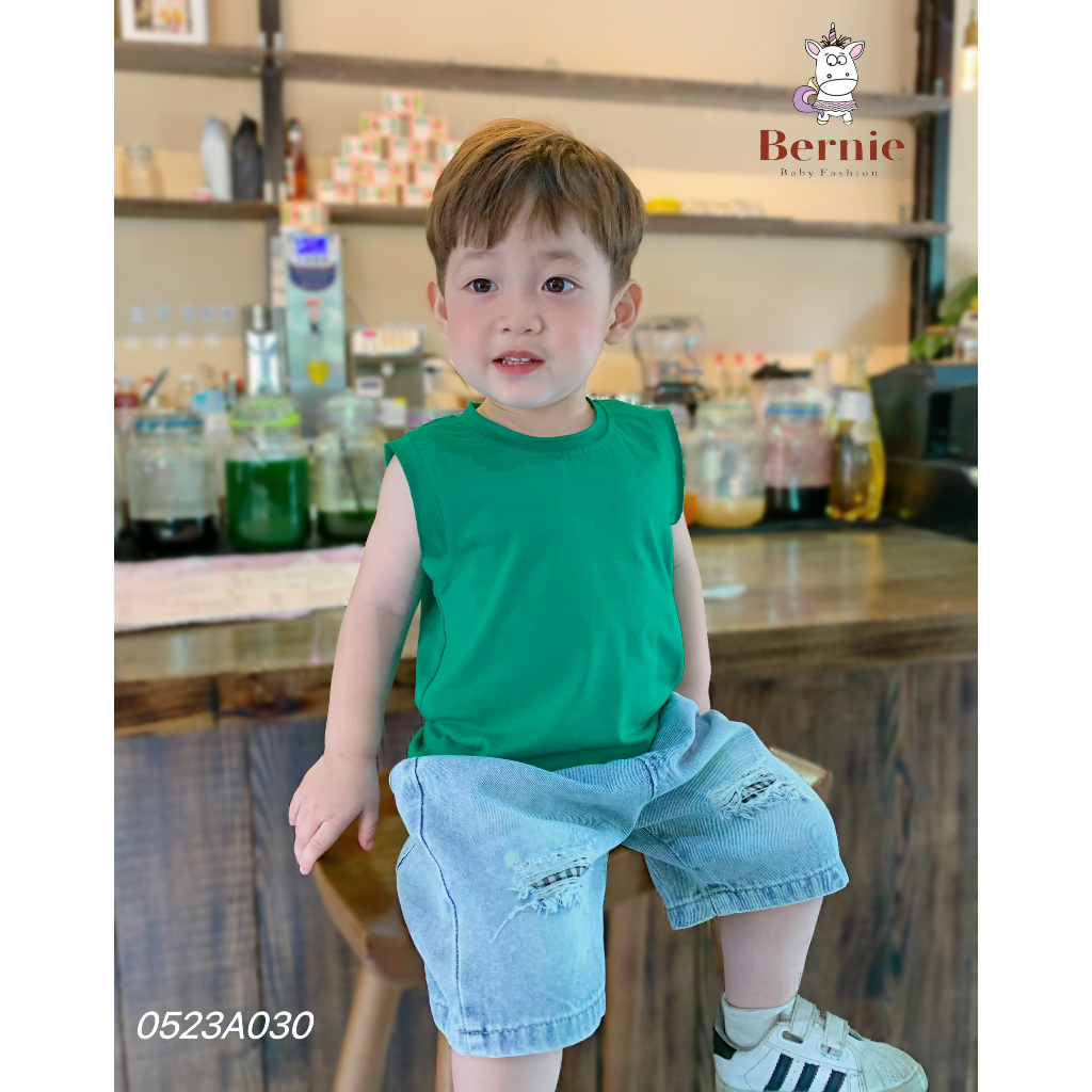 Áo ba lỗ cotton trơn Bernie cho bé