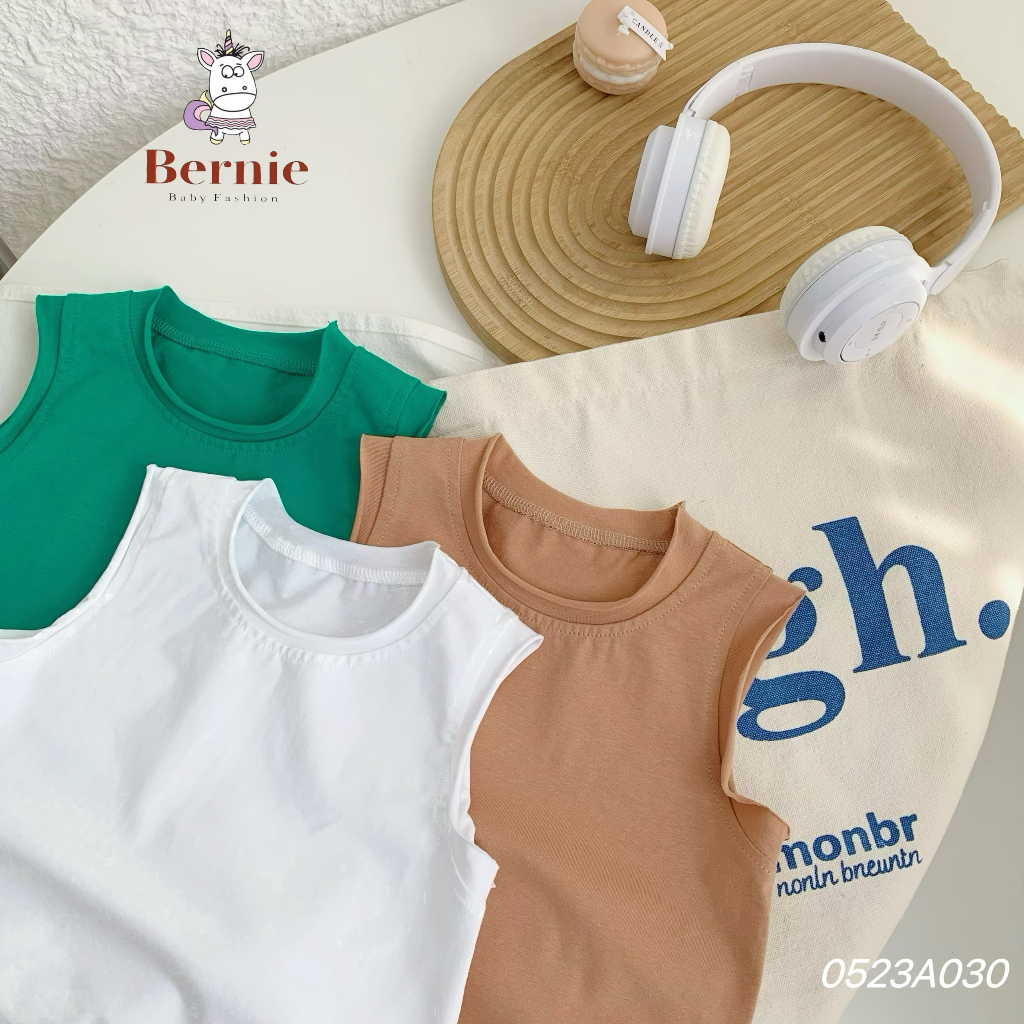 Áo ba lỗ cotton trơn Bernie cho bé
