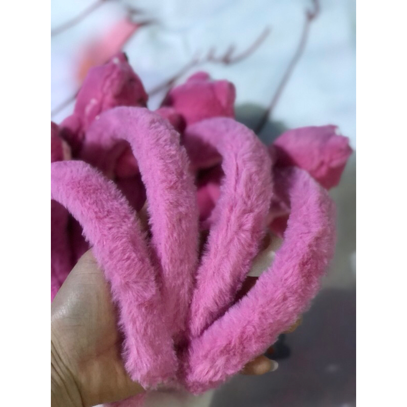 Băng Đô Cài Tóc Hình Gấu Dâu lotso  Phủ Lông Mềm Mịn Phong Cách Ngọt Ngào Dễ thương Hàng Cao Cấp