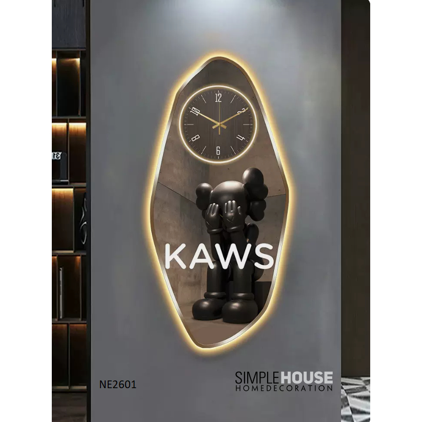 Tranh Đồng hồ Gấu KAWS Tráng Gương- LED,Treo Tường,Trang Trí Nhà Cửa,Phòng khách,Phòng Làm Việc,Cửa Hàng - Simple House