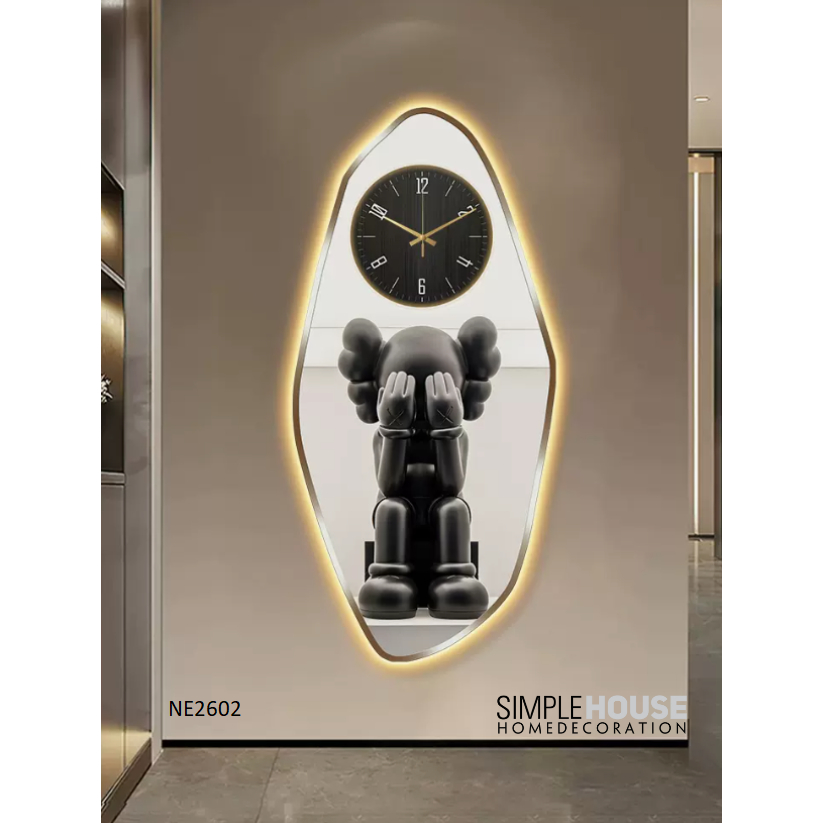 Tranh Đồng hồ Gấu KAWS Tráng Gương- LED,Treo Tường,Trang Trí Nhà Cửa,Phòng khách,Phòng Làm Việc,Cửa Hàng - Simple House