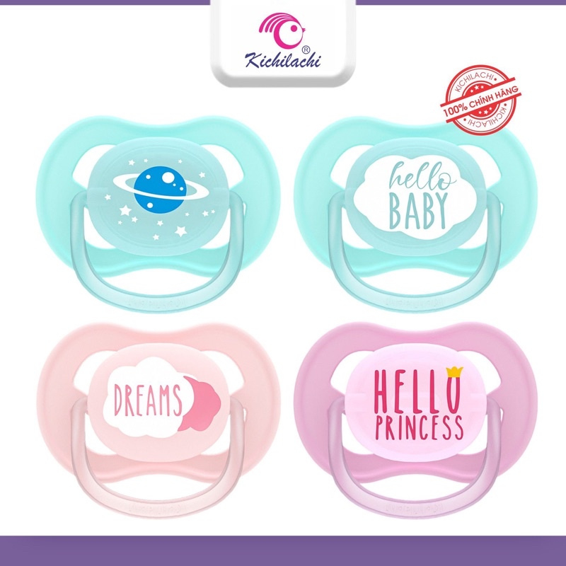 Ti ngậm Kichilachi Ultra Night, núm vú ngậm cho trẻ sơ sinh 0-6m chất liệu Silicone, ti giả êm dịu với nướu lợi Bunry sh