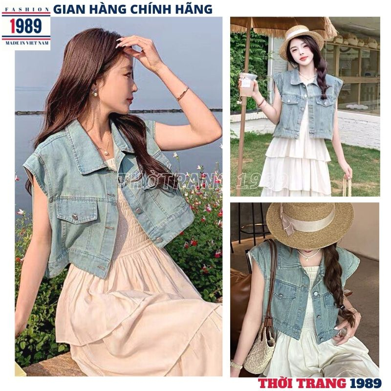 Áo khoác gile bò croptop -áo khoác nữ kiểu dáng hàn quốc ulzzang trẻ chung năng động -THỜI TRANG 1989
