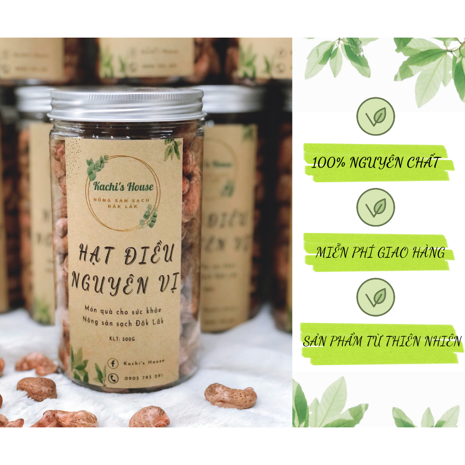 Hạt Điều Nguyên Vị KACHI NÔNG SẢN Hộp 500G, Hạt Dinh Dưỡng Ăn Vặt, Giảm Cân, Hạt Ngũ Cốc Dinh Dưỡng Cho Bà Bầu