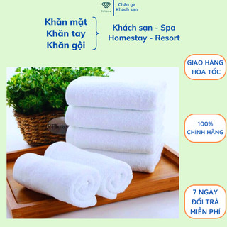 Khăn mặt trắng 30x50cm, khăn gội trắng 40x75cm, khăn cotton trắng cho khách sạn & spa