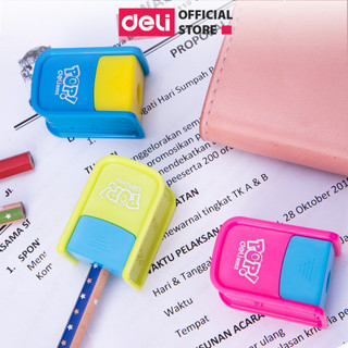 Gọt chì mini deli - 1 lỗ/2 lỗ - xanh lá/hồng/xanh dương - màu ngẫu nhiên